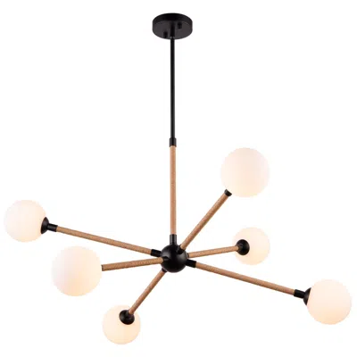 Artcraft Capilano 36.2" Wide 6-light Black Chandelier With Clear Glass Shade