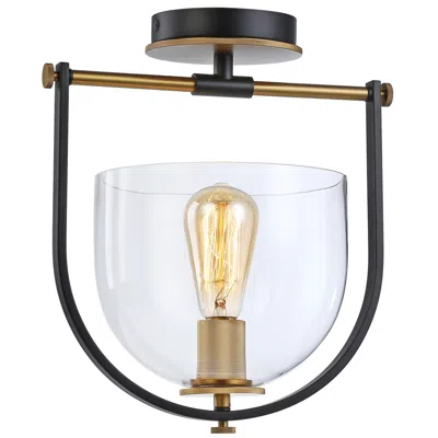 Artcraft Cheshire Collection 1-light Semi-flush Mount, Black & Brass