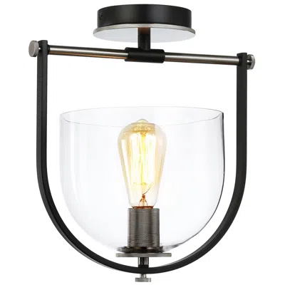 Artcraft Cheshire Collection 1-light Semi-flush Mount, Black & Nickel