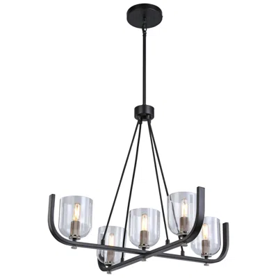 Artcraft Cheshire Collection 5-light Chandelier, Black & Nickel