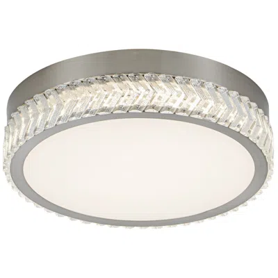 Artcraft Chevron 16" Wide Brushed Nickel Flush-mount In Silver