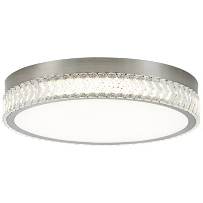 Artcraft Chevron 20" Wide Brushed Nickel Flush-mount In Silver