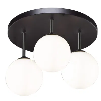 Artcraft Comet 18" Wide 3-light Semi Matte Black Flush Mount With Opal Glass Sh