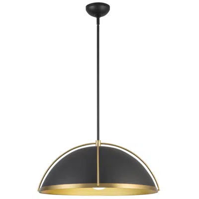 Artcraft Dahlia 17 1/2"w Matte Black And Brass Pendant Light