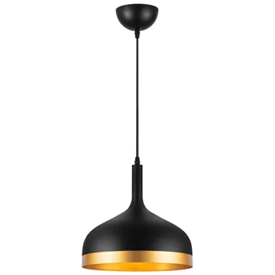 Artcraft Dash 12" Wide 1-light Gold And Black Modern Dome Pendant