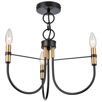 Artcraft Foundry 18" Wide 3-light Black, Brass Pendant