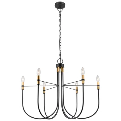 Artcraft Foundry 31" Wide 6-light Black, Brass Chandelier