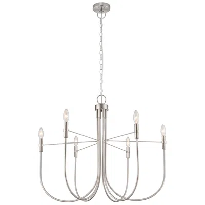 Artcraft Foundry 31" Wide 6-light Brushed Nickel Chandelier In Silver