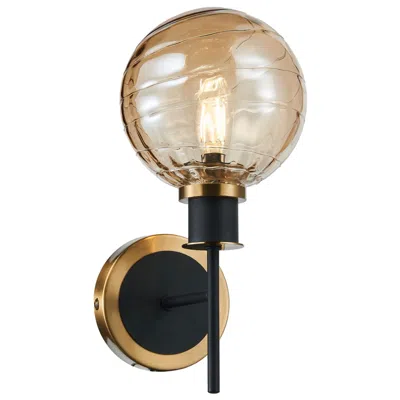 Artcraft Gem 12" High Black Wall Sconce With Amber Glass Shade