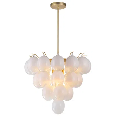 Artcraft Globo 25" Wide 9-light Brass Chandelier With Milky White Glass Shade