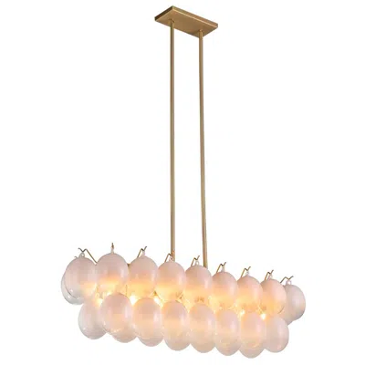 Artcraft Globo 43.25" Wide 8-light Brass Island Light With Milky White Glass Sh