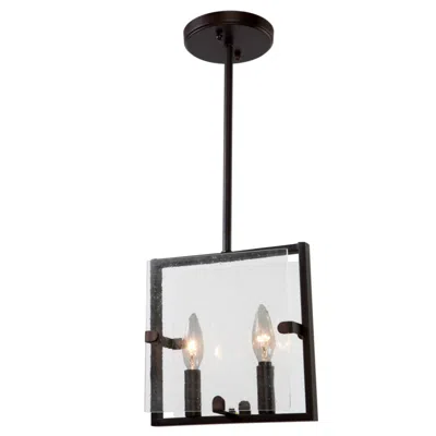 Artcraft Harbor Point 2-light Oil Rubbed Bronze Metal And Striped Glass Pendant