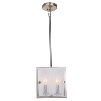 Artcraft Harbor Point 2-light Satin Nickel Metal And Striped Glass Pendant