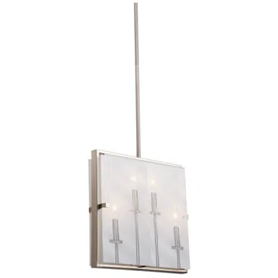 Artcraft Harbor Point 4-light Satin Nickel Metal And Striped Glass Pendant