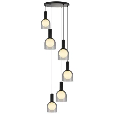 Artcraft Juna 25" Wide 6-light Black, Volcanic Black Travertine Pendant