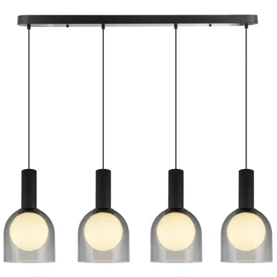 Artcraft Juna 44" Wide 4-light Black, Volcanic Black Travertine Pendant