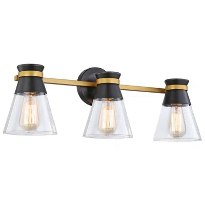 Artcraft Kanata 26" Wide Black And Brushed Brass 3-light Bath Light