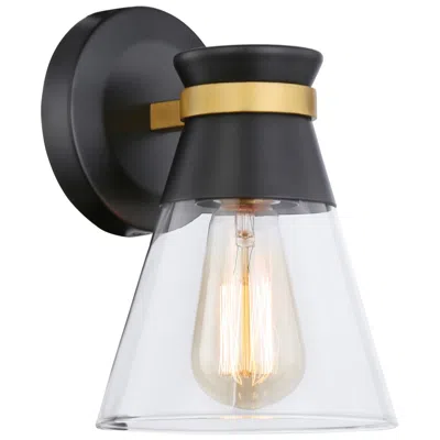 Artcraft Kanata 9" High 1-light Black And Brushed Brass Sconce