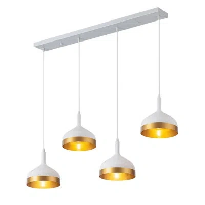 Artcraft Lighting 4 - Light Unique Geometric Chandelier In White,gold