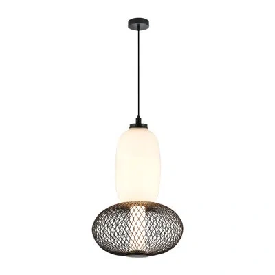 Artcraft Lighting Ace - Integrated Led Pendant - Black Finish - White Opal Glassware Shade