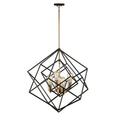 Artcraft Lighting Artistry 4 - Light Unique / Statement Geometric Chandelier In Matte Black