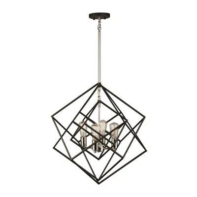 Artcraft Lighting Artistry 4 - Light Unique / Statement Geometric Chandelier In Polished Nickel