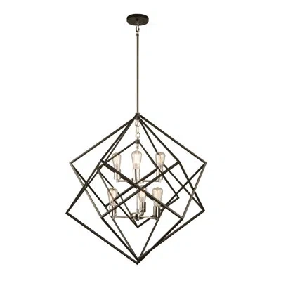 Artcraft Lighting Artistry 6 - Light Unique / Statement Geometric Chandelier In Polished Nickel