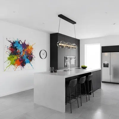 Artcraft Lighting Astra - Integrated Led Island Light - Black Finish - Smoke Ombre Glassware Shade