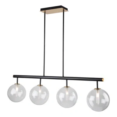 Artcraft Lighting Aurelia 4 - Light Dimmable Kitchen Island Square / Rectangle Chandelier In Matte Black,clear