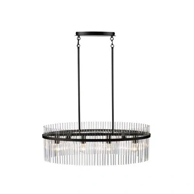 Artcraft Lighting Ava - 4-light Island-light - Black With Clear Glass Rods Shade