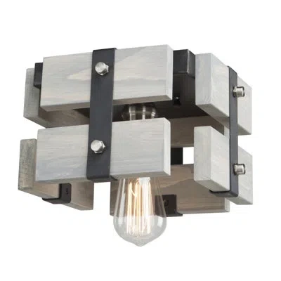 Artcraft Lighting Barnyard 1 - Light 9" Caged Square Flush Mount In Beach Wood