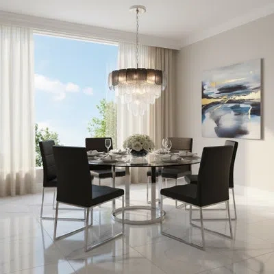 Artcraft Lighting Bianca - Chandelier - Polished Nickel - Piastra Type Glassware In Crystalline Smoke