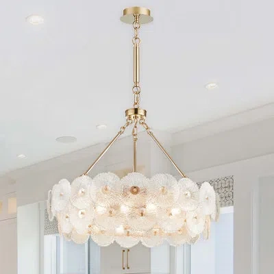 Artcraft Lighting Bloom 18 - Light Dimmable Drum Chandelier In Brass