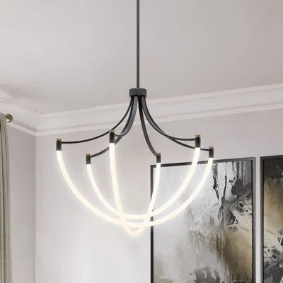 Artcraft Lighting Cascata Dimmable Led Irregular Chandelier In Brushed Brass;black