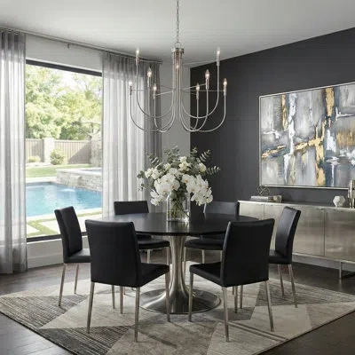 Artcraft Lighting Foundry Chandelier - 9-light - Black With Brass Accent In Brushed Nickel