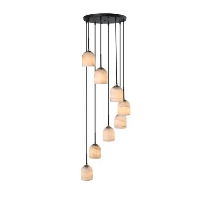 Artcraft Lighting Grandy - 8-light Chandelier 18.5" - Black With Brushed Brass Accent - Alabaster Style Swearl Glass S