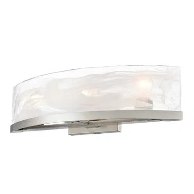 Artcraft Lighting Greeley - Bathroom Vanity - Brushed Nickel Finish - Wispy White Murano Style Alabaster Glass Shade