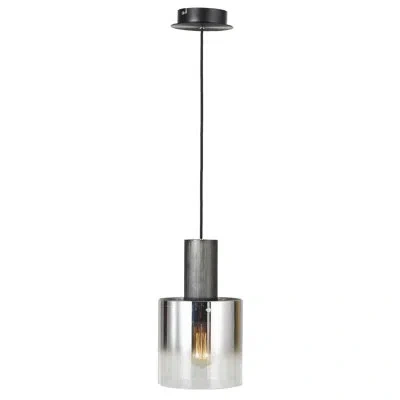 Artcraft Lighting Henley 1 - Light Single Cylinder Pendant In Satin Black,smoke Glass