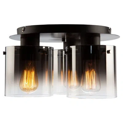 Artcraft Lighting Henley 3 - Light 13.5" Flush Mount In Satin Black,smoke Glass