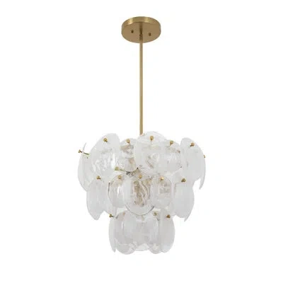 Artcraft Lighting Hyler - Brushed Brass Finish - Wispy White Murano Style Glass Shade