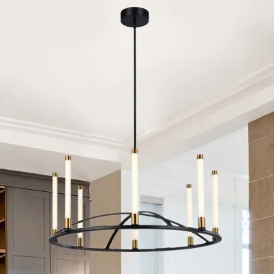 Artcraft Lighting Infiniti Led Chandelier In Matte Black;brass
