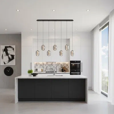Artcraft Lighting Johansson - Integrated Led 7-light Island-light - Black Finish - Dark Smoke Glassware Shade