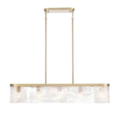 Artcraft Lighting Kester - 6-light Island-light - Brushed Brass Finish - Wispy White Murano Style Alabaster Glass Shad