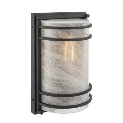 Artcraft Lighting Keswick - Outdoor Wall Sconce - Black Finish - White Swearl Glass Shade
