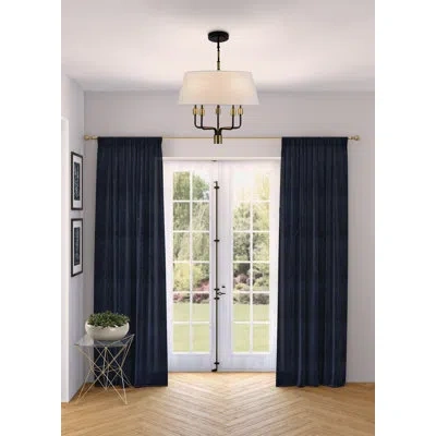 Artcraft Lighting Kingsley - 5-light Pendant - Black With Brushed Brass Accent - Fabric Shade