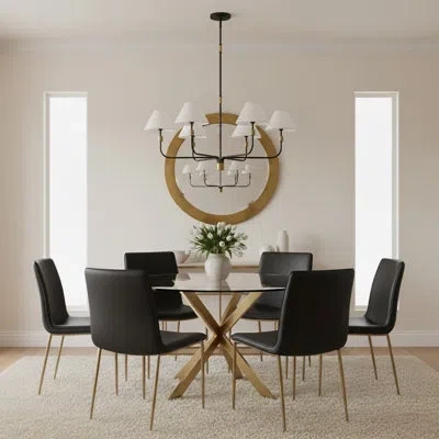 Artcraft Lighting Kingsley - Chandelier - Black With Brushed Brass Accent - Fabric Shade