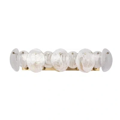Artcraft Lighting Lily - Bathroom Vanity - Brushed Brass Finish - Wispy White Murano Style Glass Shade In Transparent