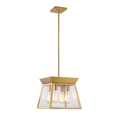 Artcraft Lighting Lucian 4 - Light Square / Rectangle Chandelier In Brushed Brass