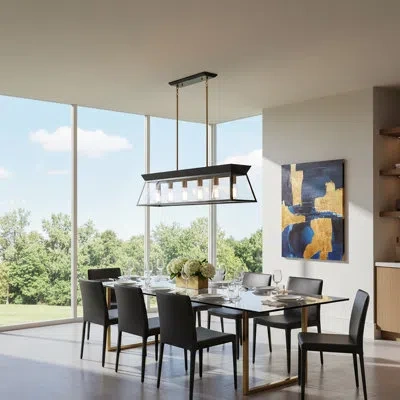 Artcraft Lighting Lucian 6 - Light Dimmable Square / Rectangle Chandelier In Satin Black