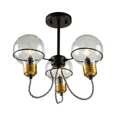 Artcraft Lighting Martina 3 Light Semi-flush Mount In Brushed Brass